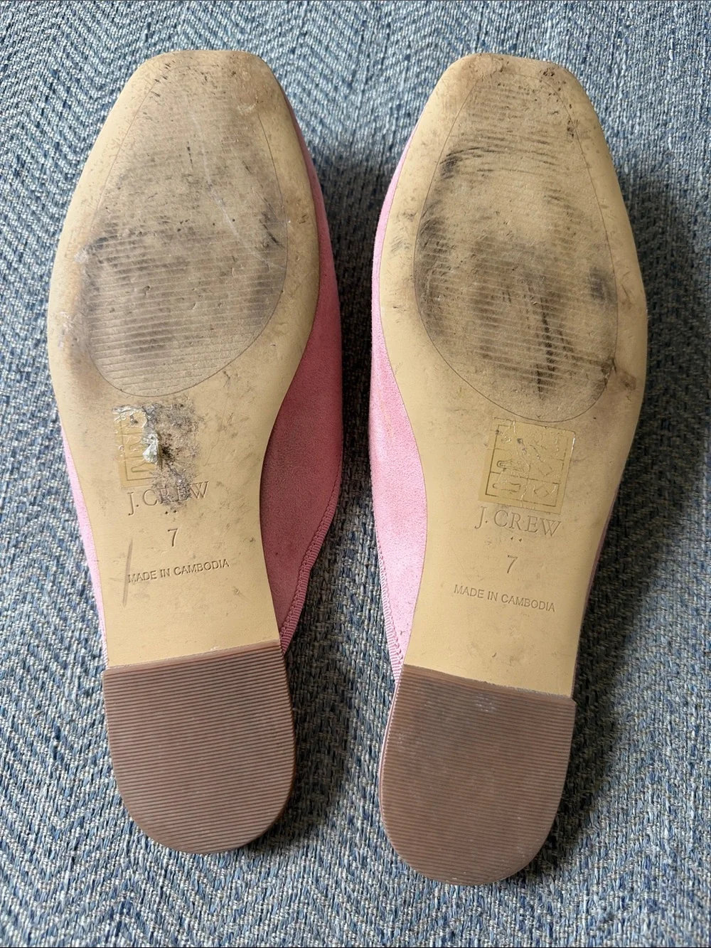 J crew Women’s Faux Leather Suede ballerina mules Size: 7